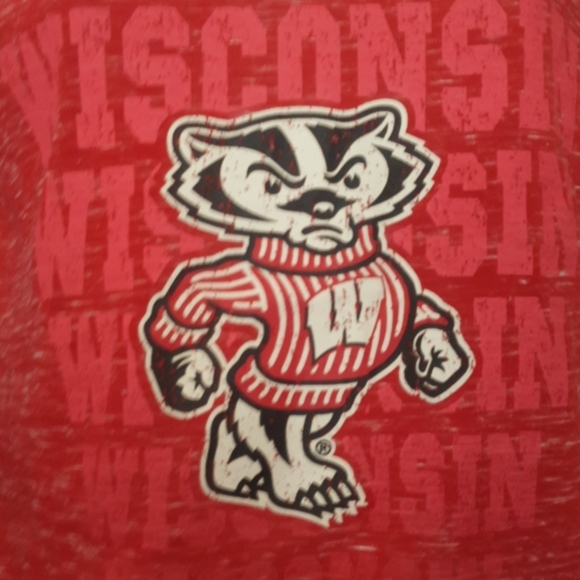Red medium Wisconsin Badgers v-neck graphic tee - Picture 2 of 7